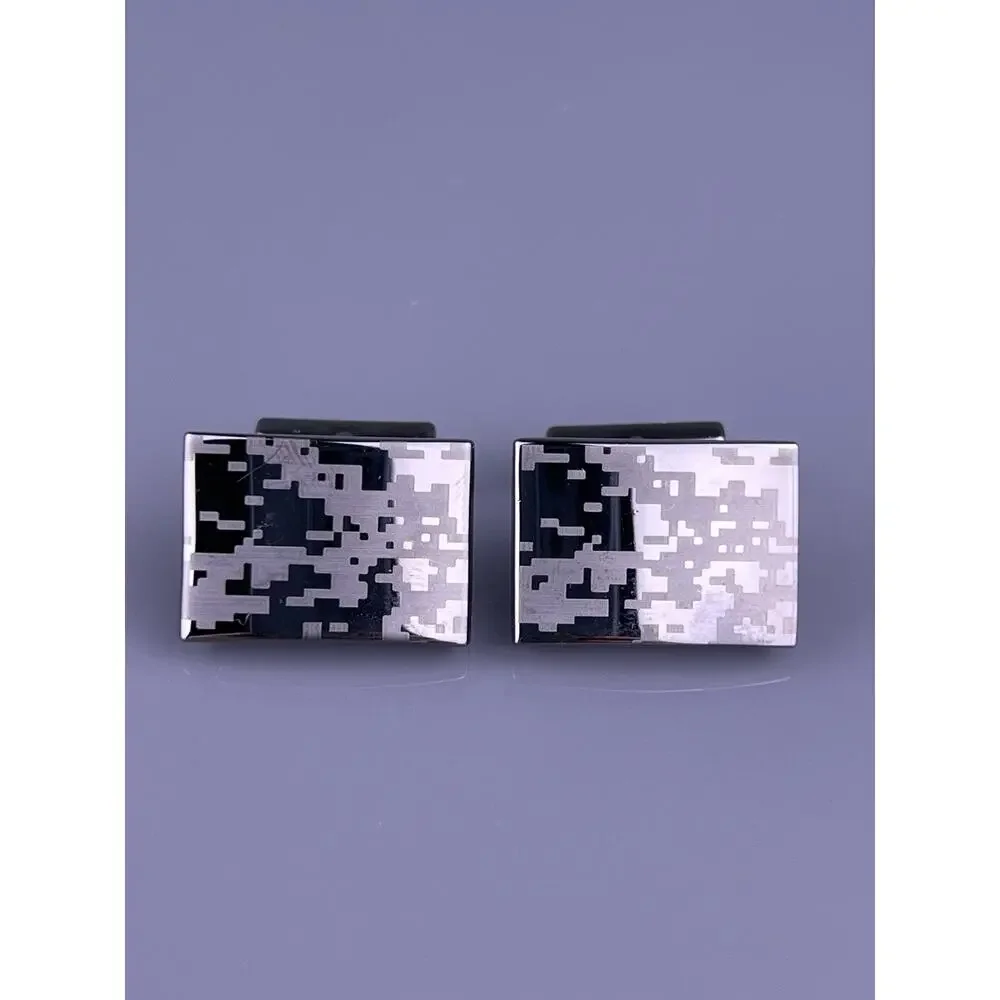 Pixel Pixelated Camouflage Cufflinks Black Tone Camo Squares Kenneth Cole Modern